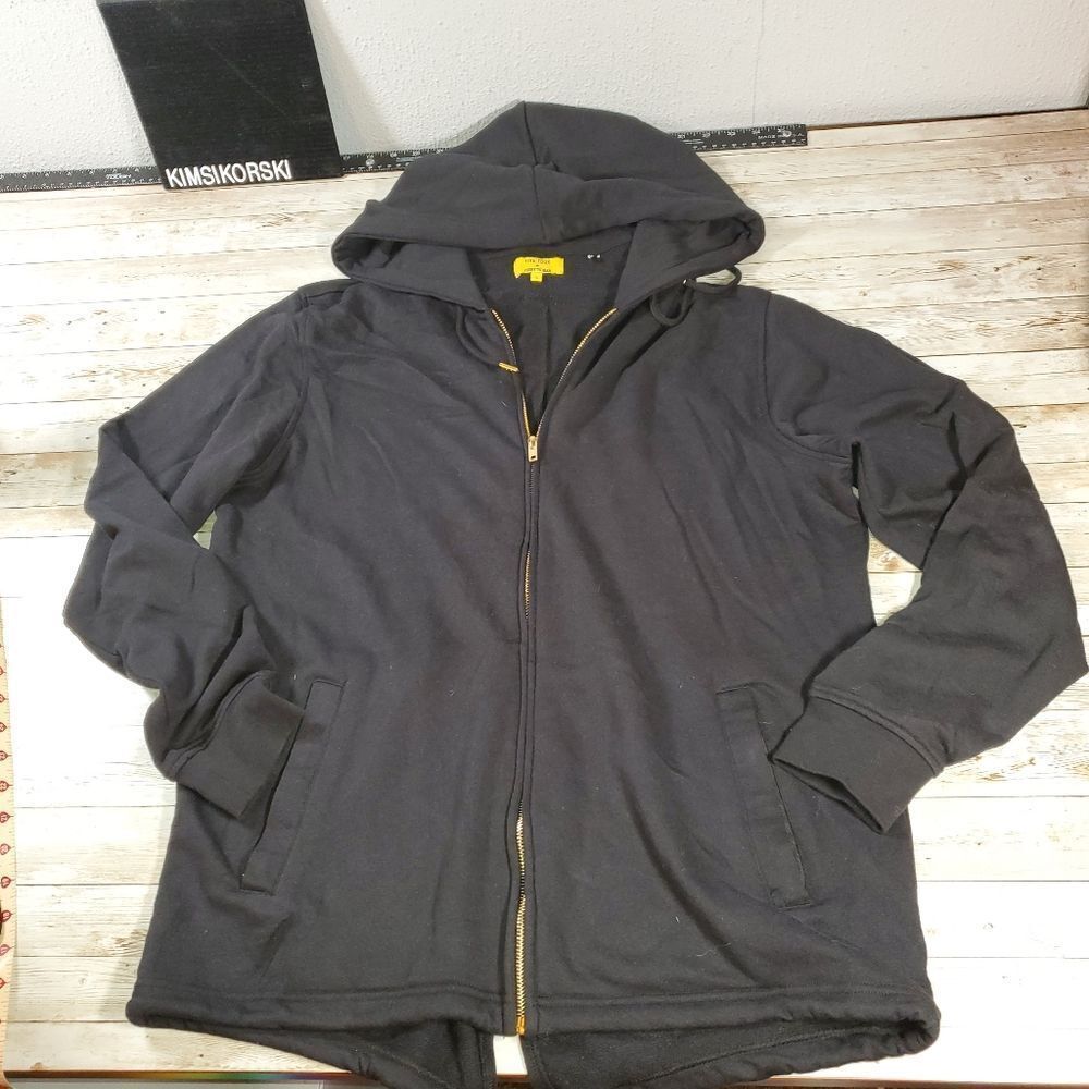 Five Four x Poggy the Man Black Full Zip Hooded Sweatshirt Hoodie V Back Large